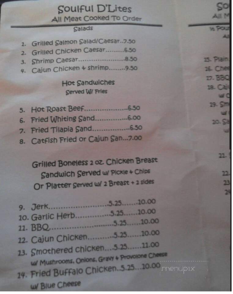Soulful D'lites - Philadelphia, PA menu_pic