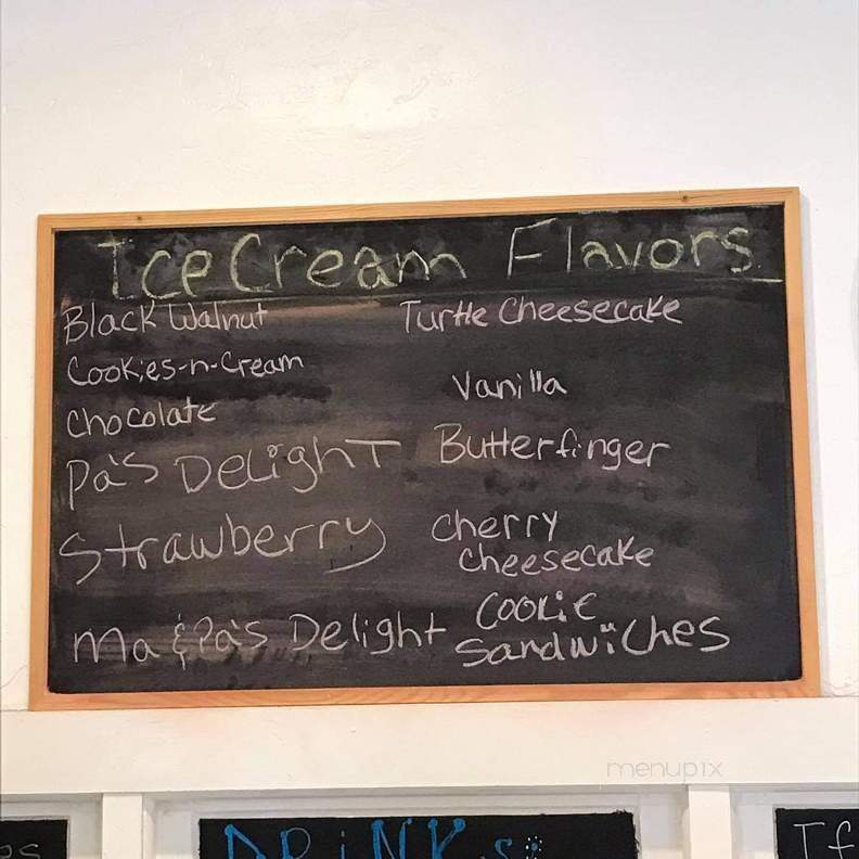 Ma & Pa's Homemade Ice Cream - Meeker, OK menu_pic