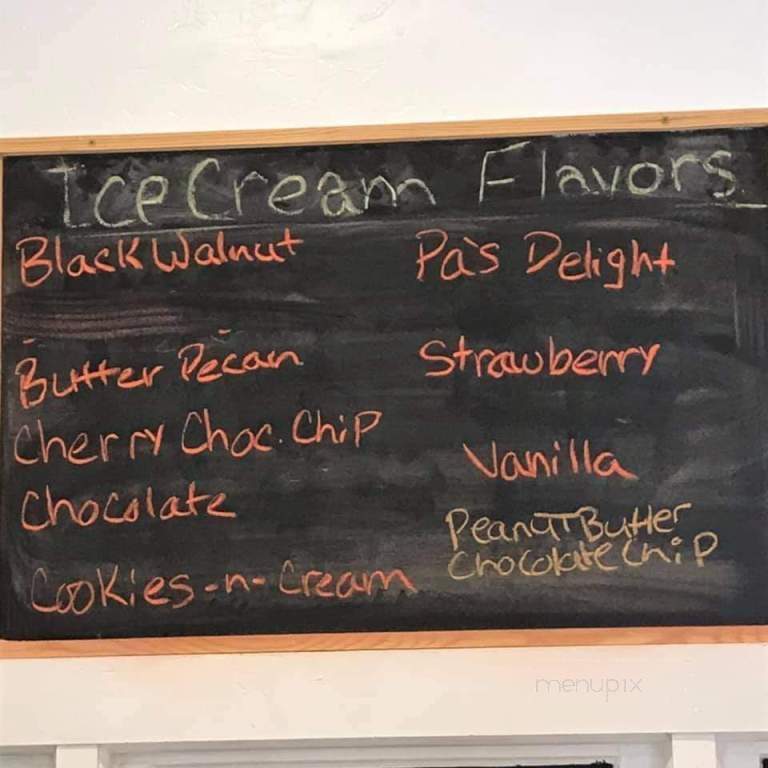 Ma & Pa's Homemade Ice Cream - Meeker, OK menu_pic