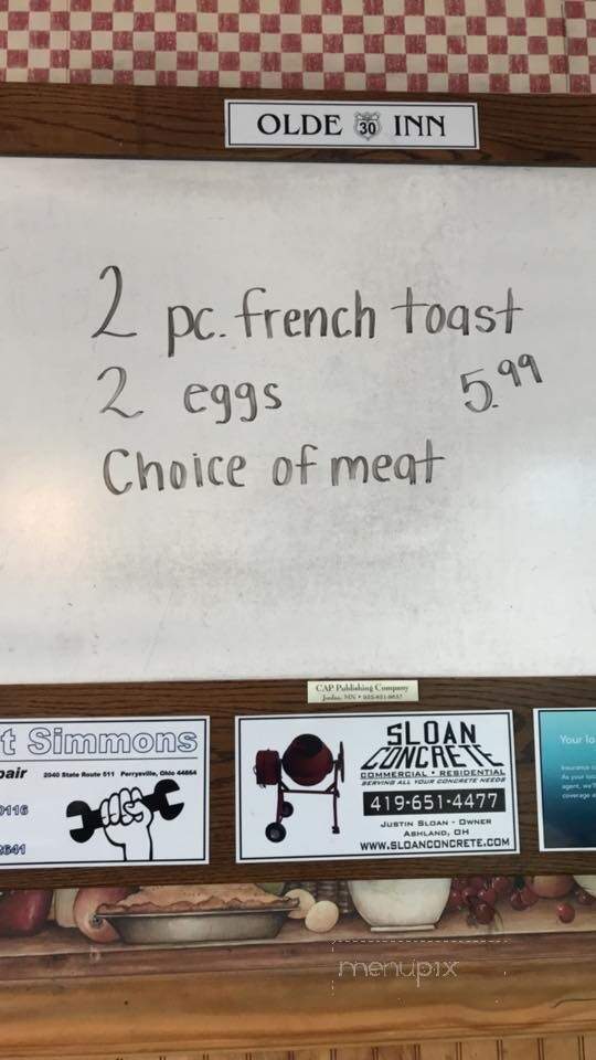 Olde 30 Inn - Hayesville, OH menu_pic
