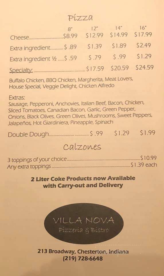 Villa Nova - Chesterton, IN menu_pic