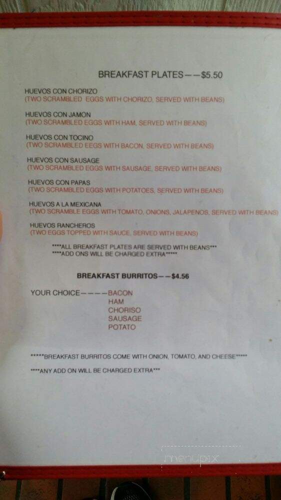 Taqueria Ruby - Fort Worth, TX menu_pic