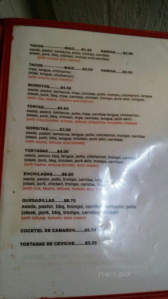 Taqueria Ruby - Fort Worth, TX menu_pic