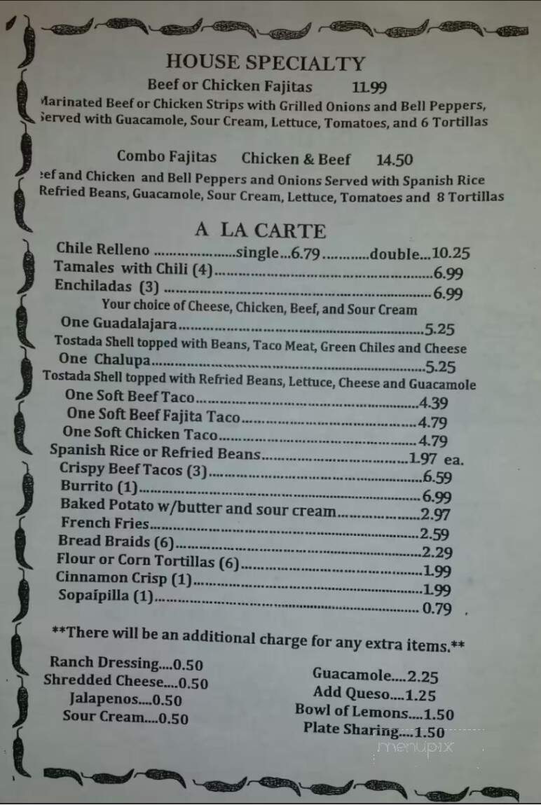 El Palacio Mexican Restaurant - Duncan, OK menu_pic