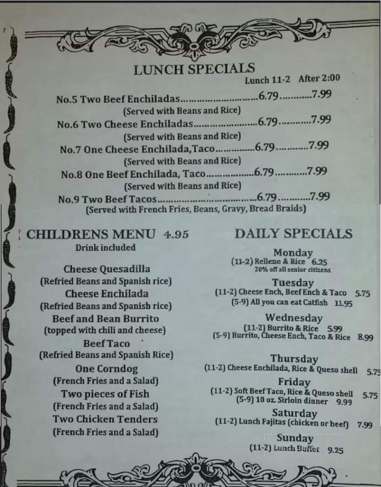 El Palacio Mexican Restaurant - Duncan, OK menu_pic