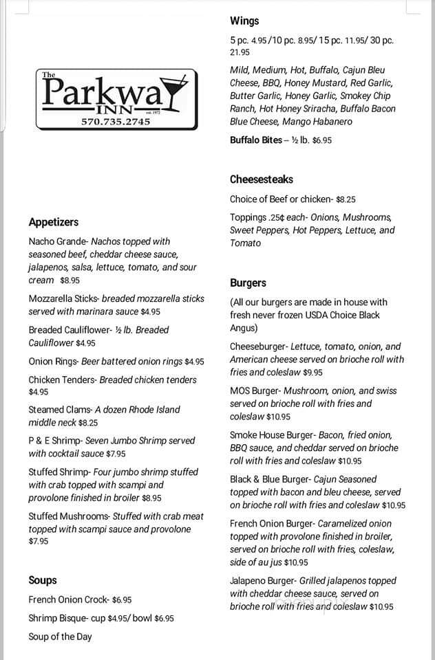 Mil & Jim's Parkway Inn - Nanticoke, PA menu_pic