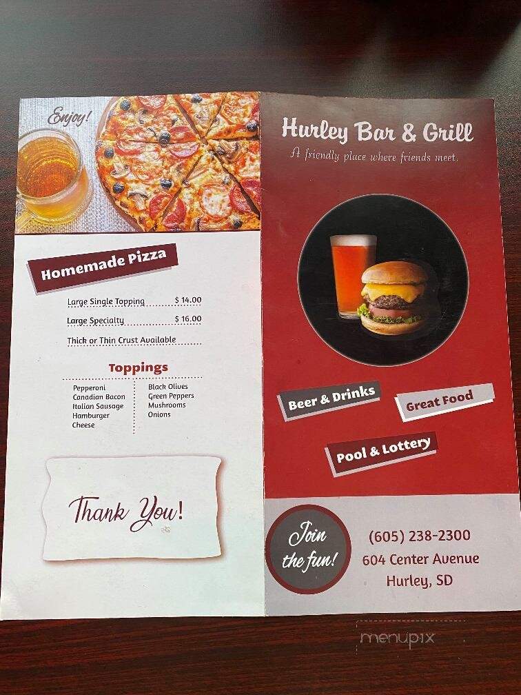 Hurley Bar - Hurley, SD menu_pic