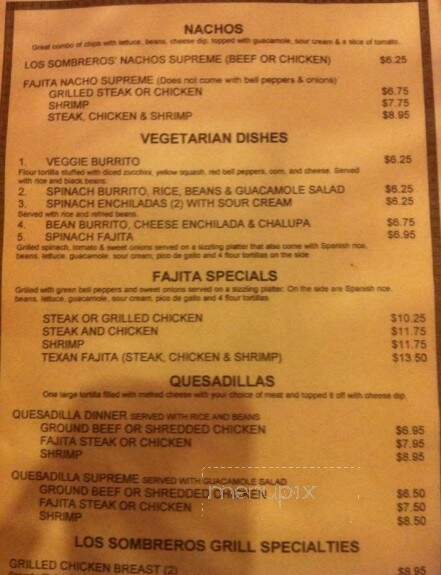 Los Sombreros Mexican Restaurant - Bessemer, AL menu_pic