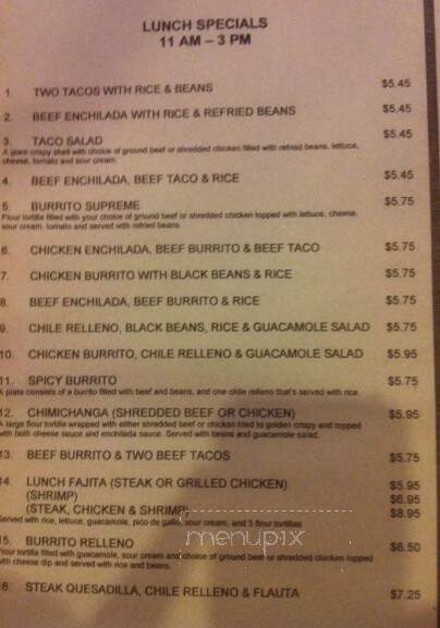 Los Sombreros Mexican Restaurant - Bessemer, AL menu_pic