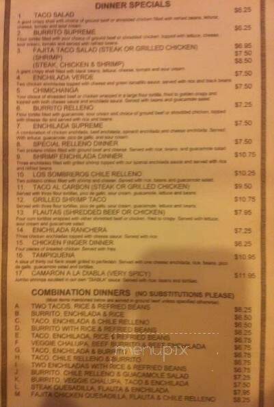 Los Sombreros Mexican Restaurant - Bessemer, AL menu_pic