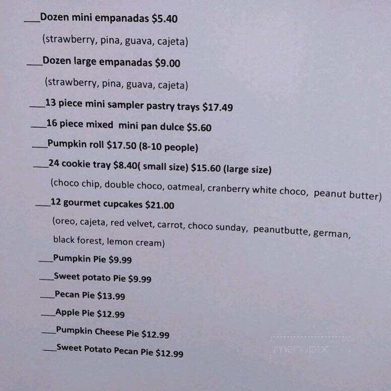 Cari's Homestyle Bakery - Colton, CA menu_pic