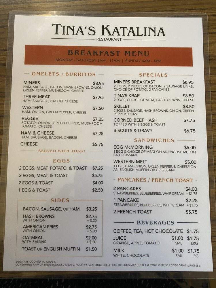 Tina's Katalina - South Range, MI menu_pic