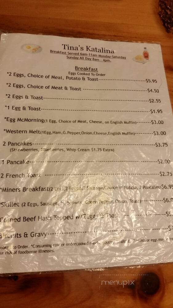 Tina's Katalina - South Range, MI menu_pic