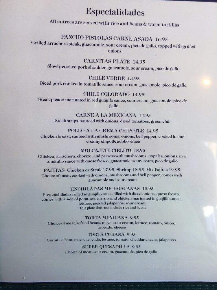 Cielito Lindo Mexican Restaurant - Santa Rosa, CA menu_pic