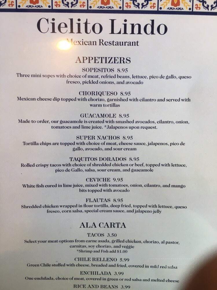Cielito Lindo Mexican Restaurant - Santa Rosa, CA menu_pic