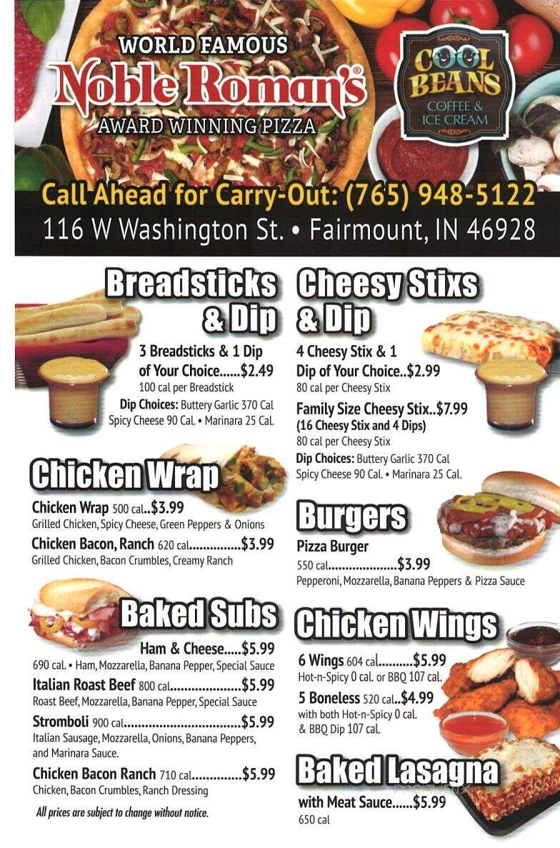 Cool Beans - Fairmount, IN menu_pic