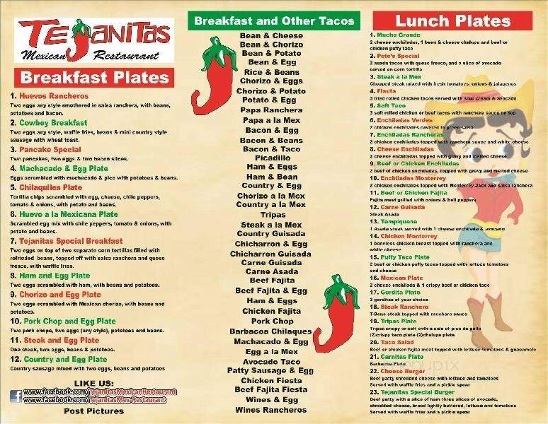 Tejanitas Mexican Restaurant - San Antonio, TX menu_pic