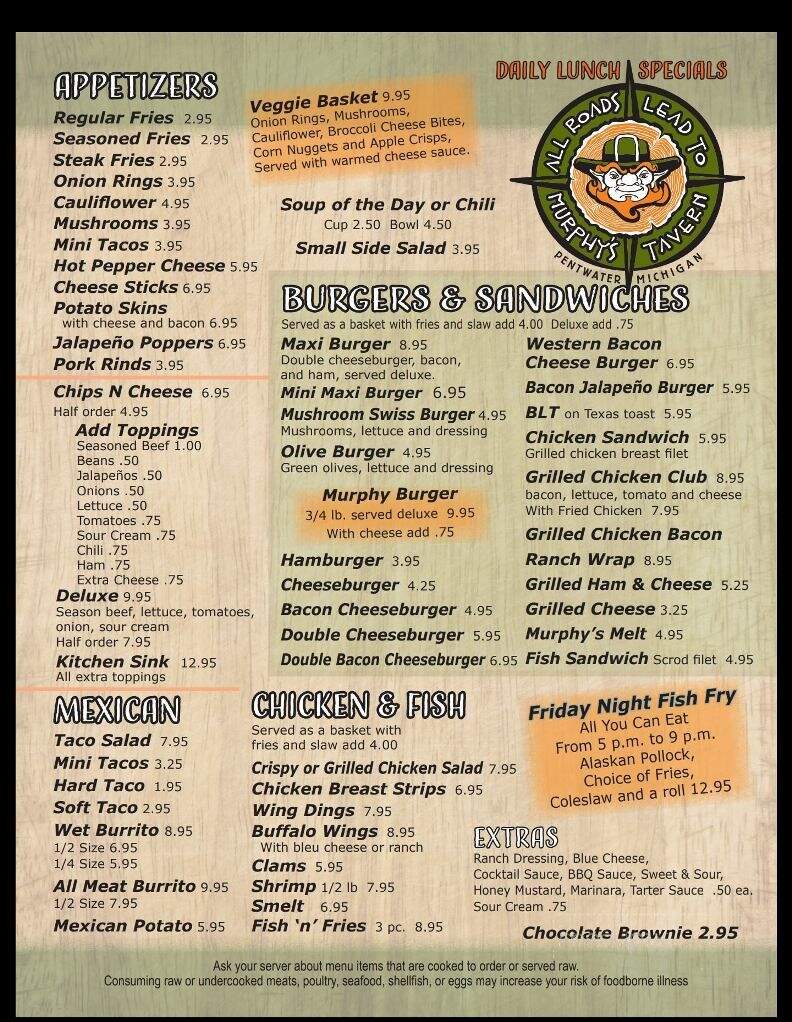 Murphy's Tavern - Pentwater, MI menu_pic