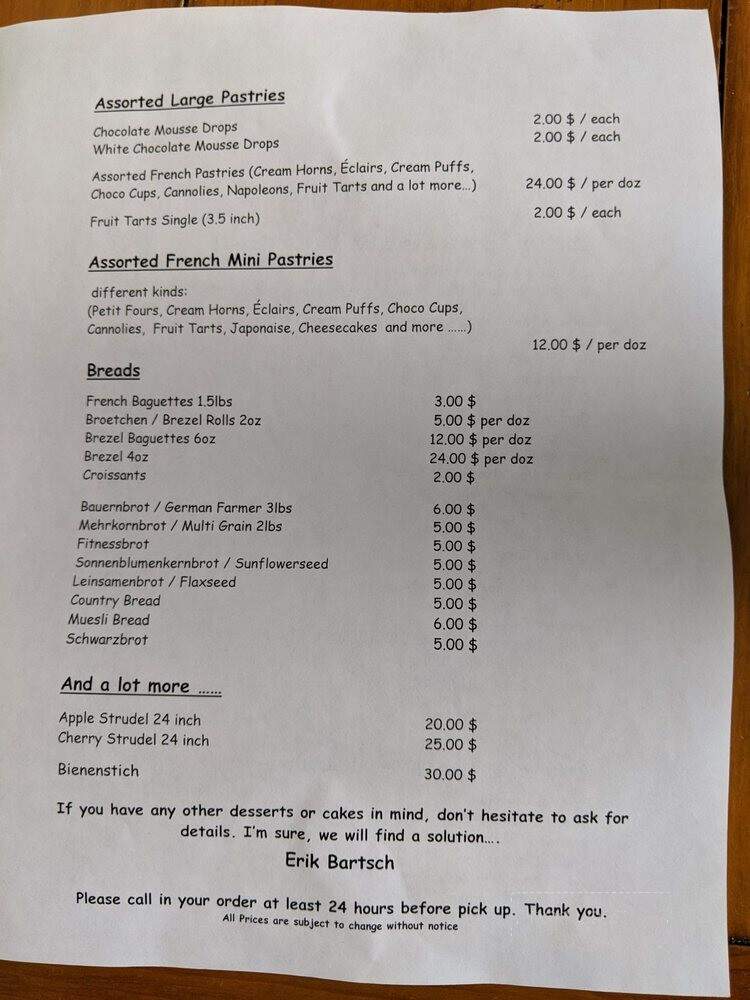 American European Pasteries - Cape Canaveral, FL menu_pic