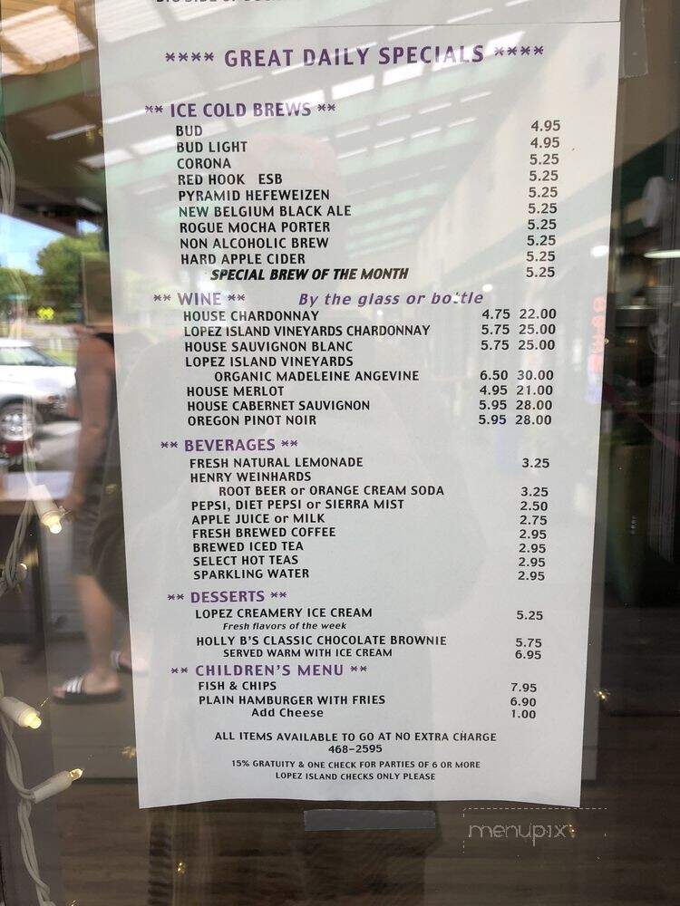 Bucky's Lopez Island Grill - Lopez Island, WA menu_pic