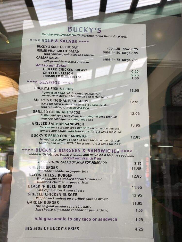 Bucky's Lopez Island Grill - Lopez Island, WA menu_pic