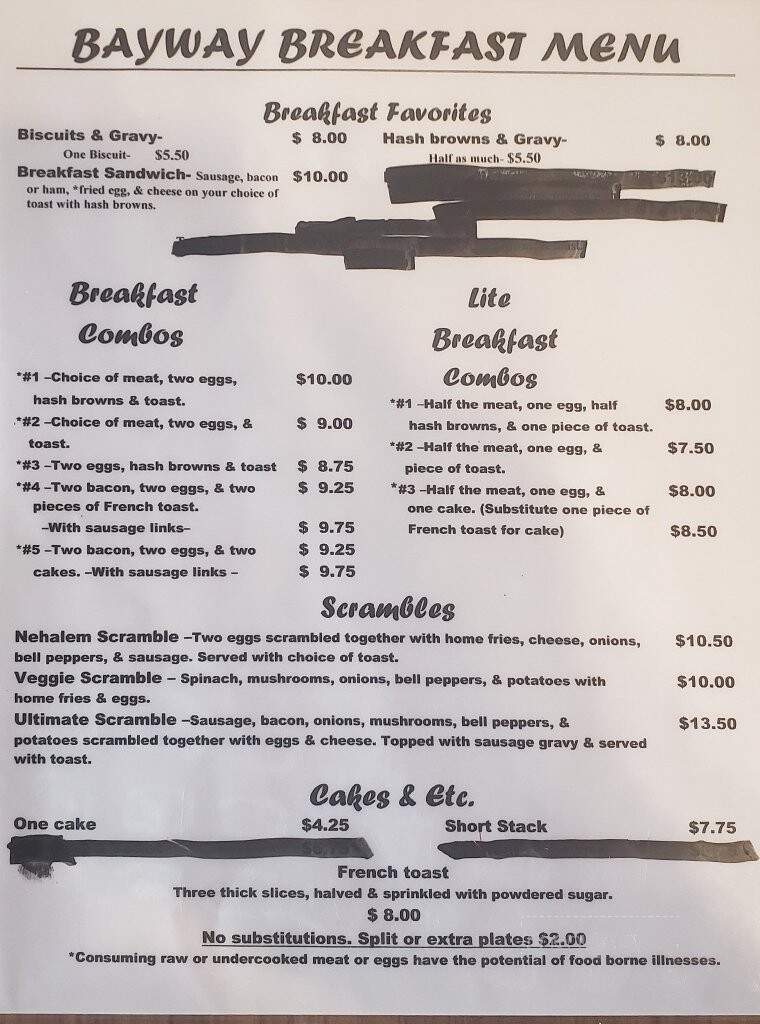 Bayway Tavern - Nehalem, OR menu_pic