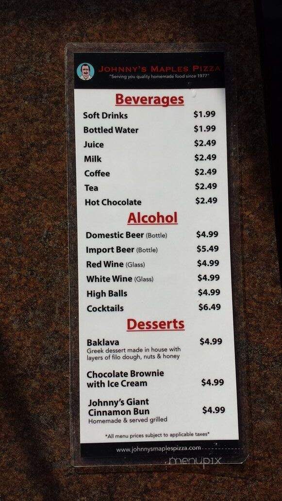 Johnny's Maples Pizza & Restaurant - Winnipeg, MB menu_pic