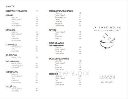 Tonkinoise (La) - Saint-Sauveur, QC menu_pic