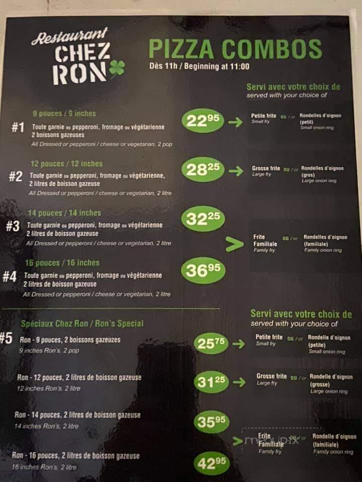 Restaurant Chez Ron - Gaspe, QC menu_pic