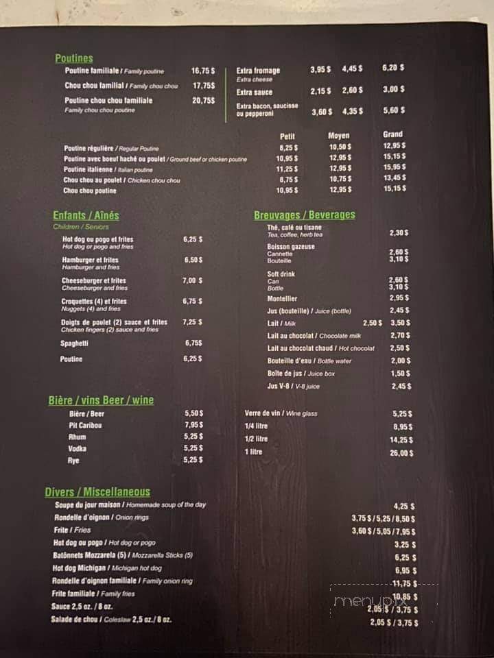 Restaurant Chez Ron - Gaspe, QC menu_pic