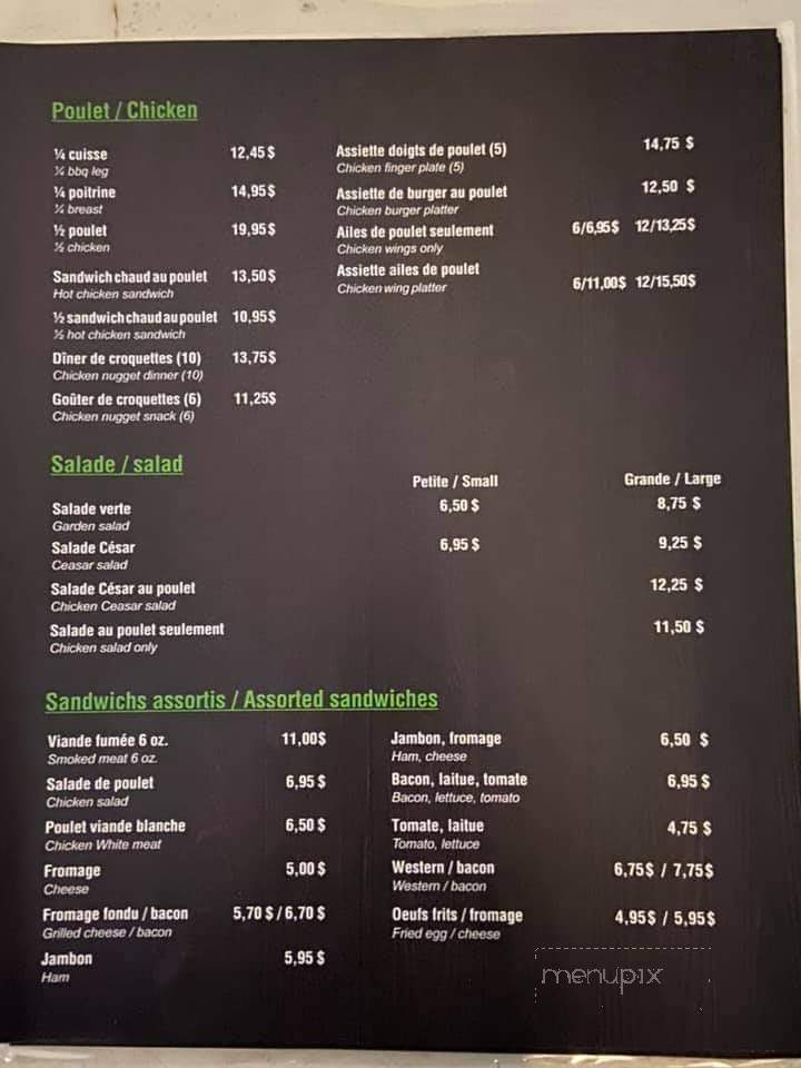 Restaurant Chez Ron - Gaspe, QC menu_pic