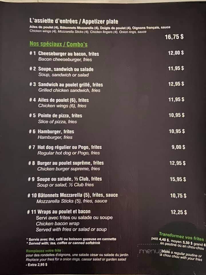 Restaurant Chez Ron - Gaspe, QC menu_pic