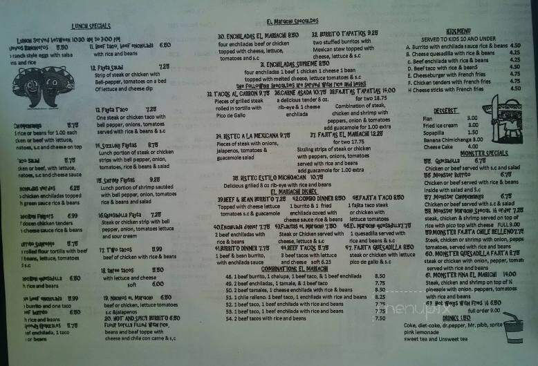 El Mariachi Restaurant - Poplarville, MS menu_pic