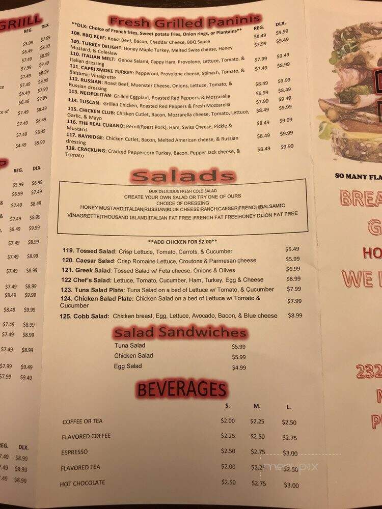 Chris's Deli - Mineola, NY menu_pic