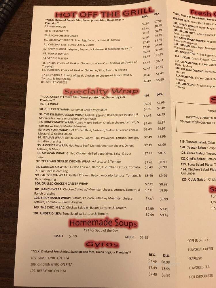 Chris's Deli - Mineola, NY menu_pic