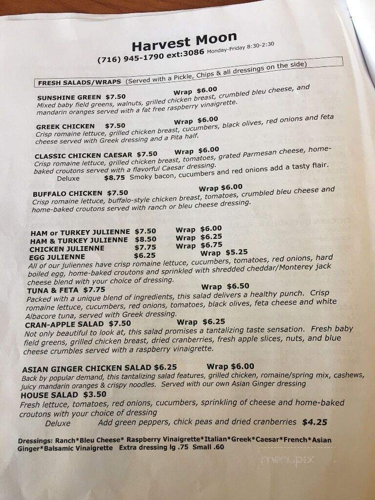Harvest Moon - Salamanca, NY menu_pic