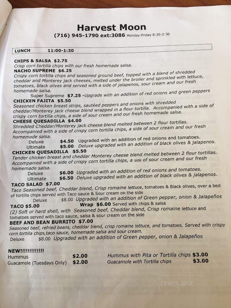 Harvest Moon - Salamanca, NY menu_pic