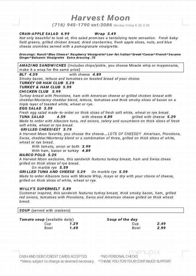 Harvest Moon - Salamanca, NY menu_pic
