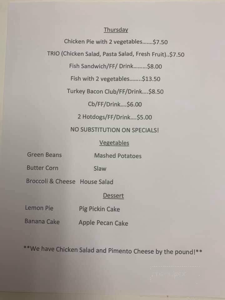 Brownie-Lu Restaurant - Siler City, NC menu_pic