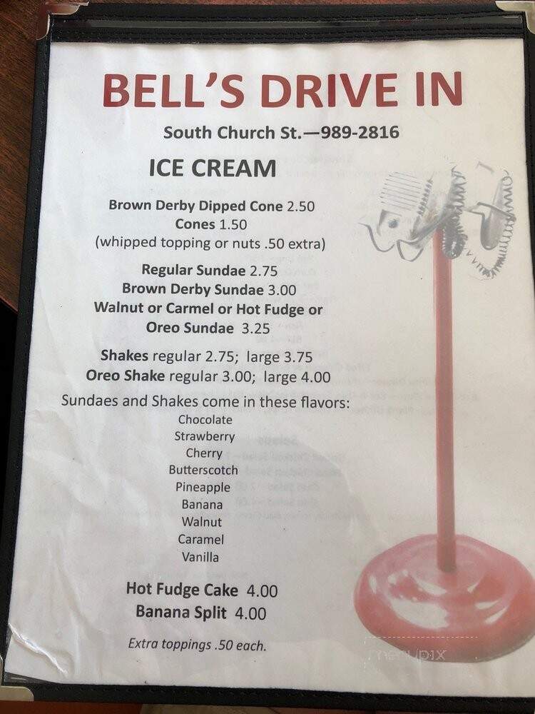 Bell's Drive In - Henderson, TN menu_pic