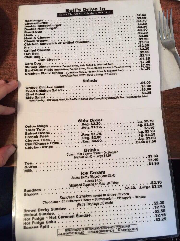 Bell's Drive In - Henderson, TN menu_pic
