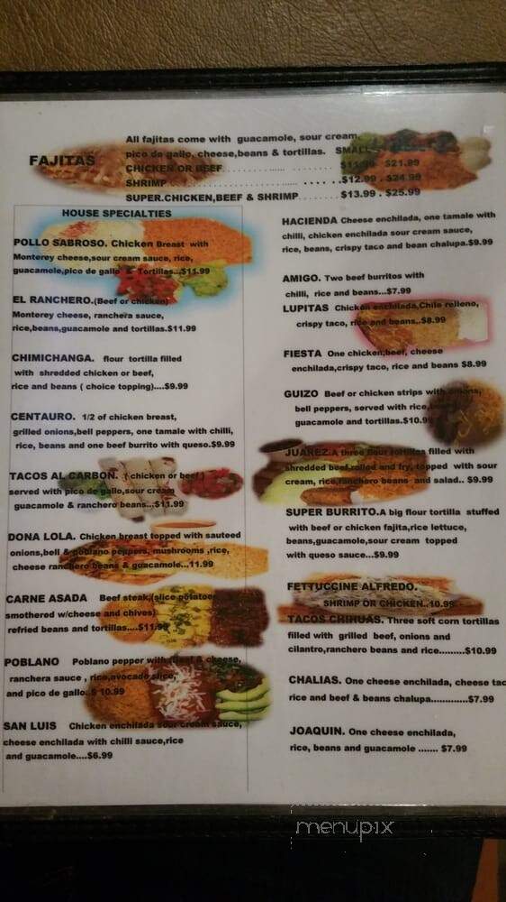 Hacienda Mexican Grill - Whitesboro, TX menu_pic
