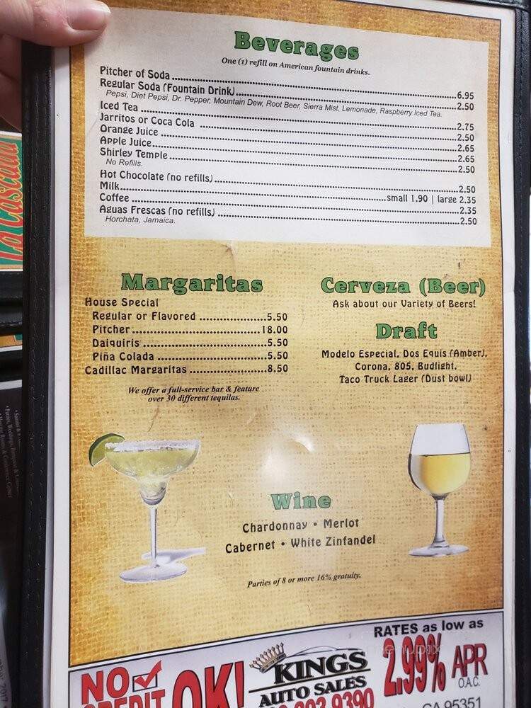 La Cascada Mexican Restaurant - Ceres, CA menu_pic