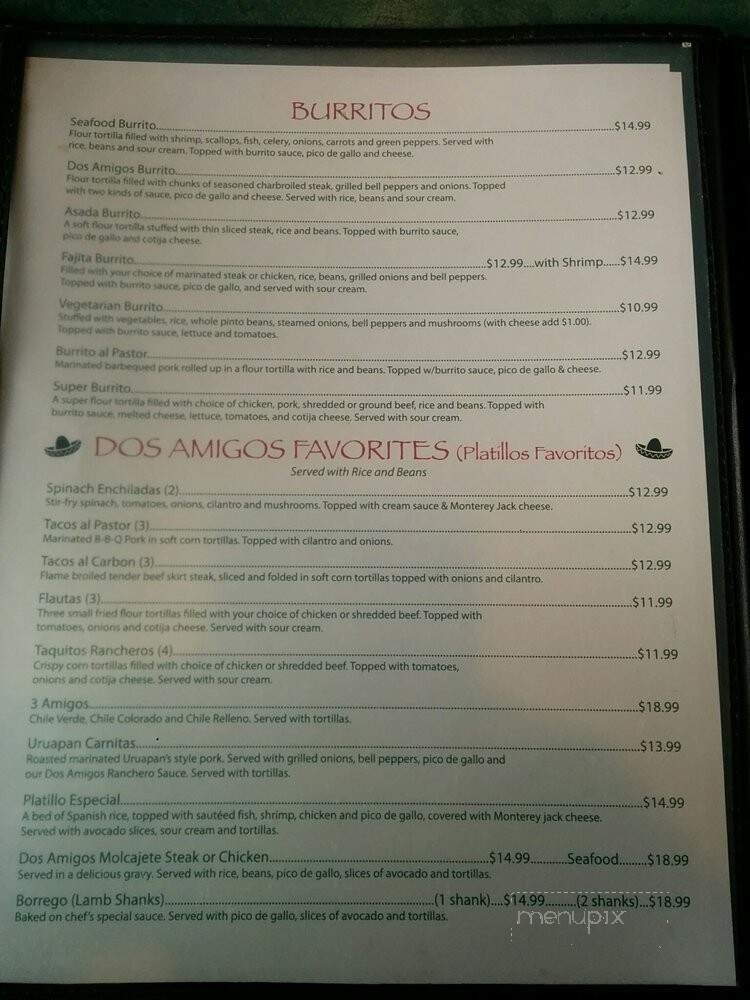 Dos Amigos Mexican Restaurant - Weed, CA menu_pic