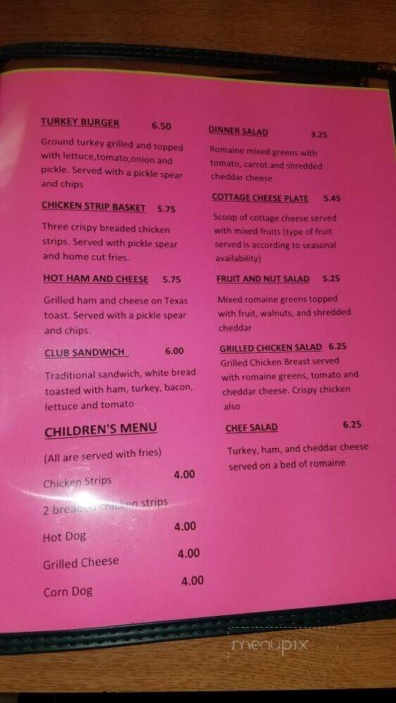 Corn Cafe - Corn, OK menu_pic