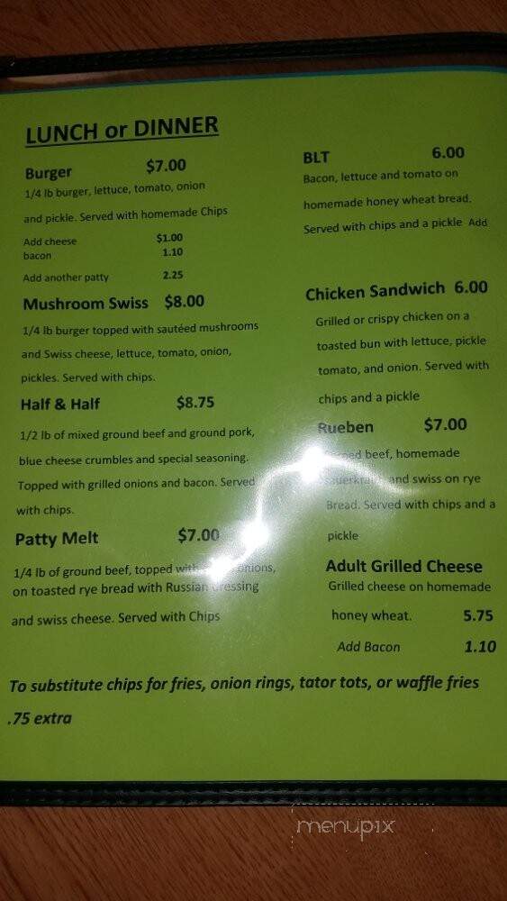 Corn Cafe - Corn, OK menu_pic