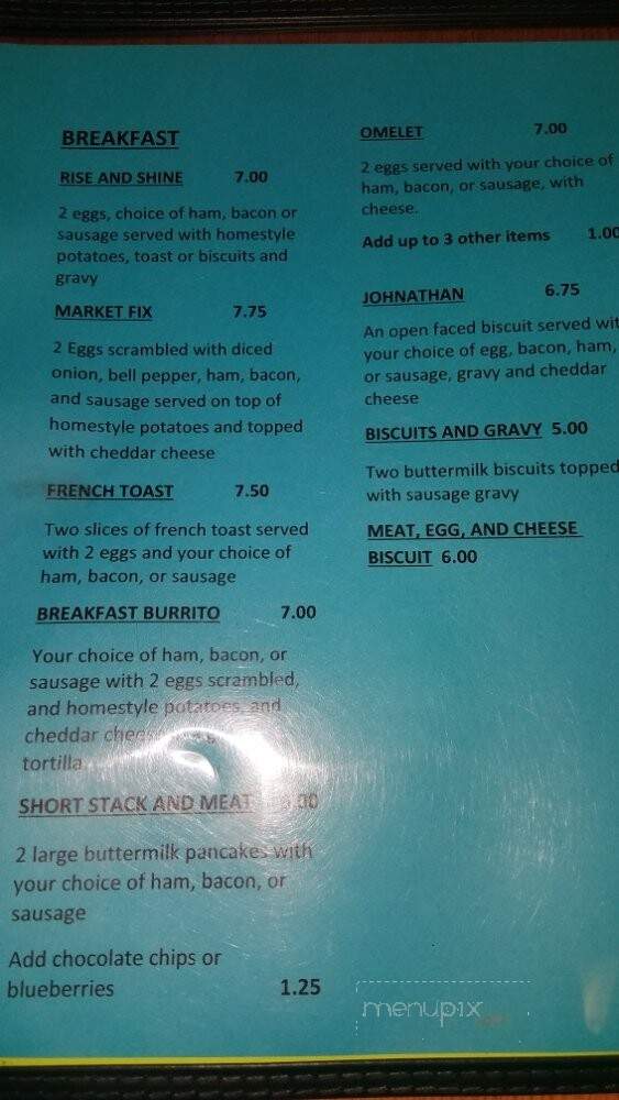 Corn Cafe - Corn, OK menu_pic