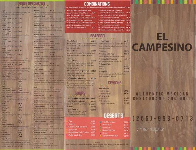 El Campesino - Scottsboro, AL menu_pic