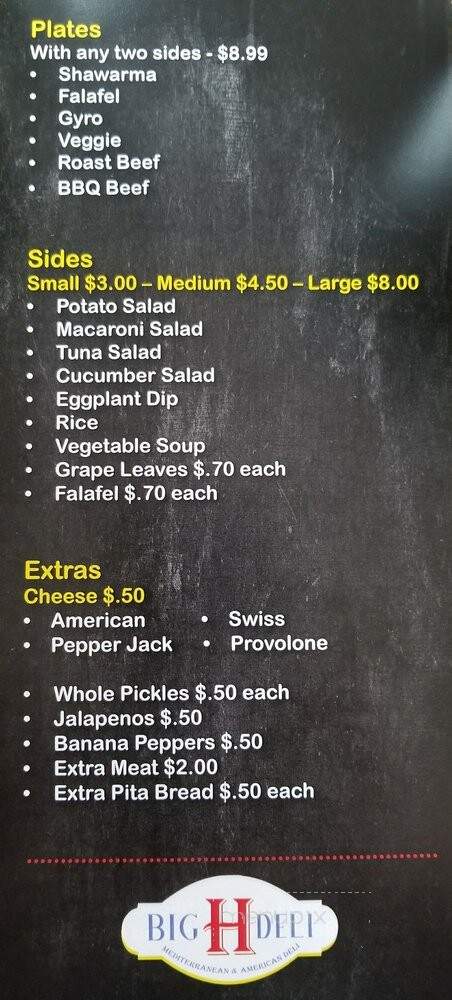 Big H Deli - Fairfield, CA menu_pic