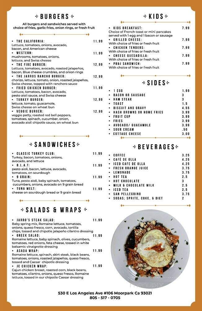 Jarro's Cafe - Moorpark, CA menu_pic